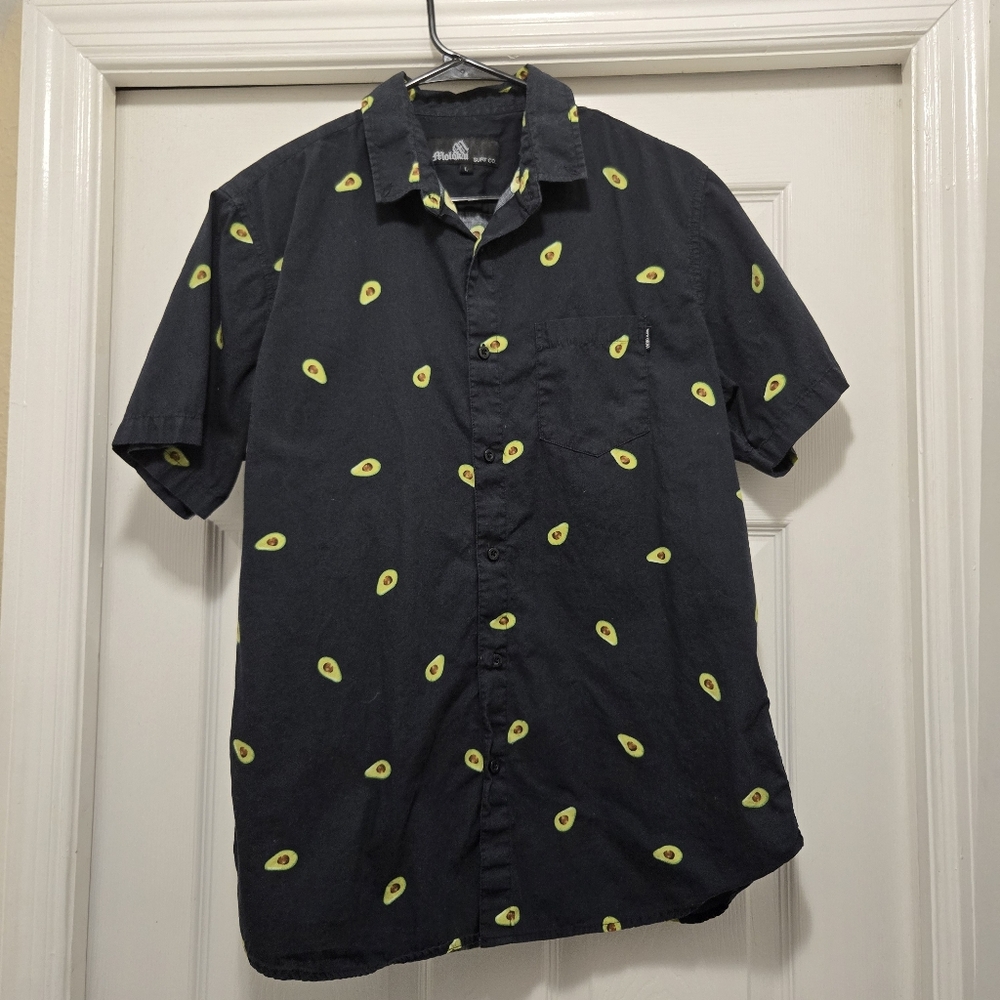 Molokai Surf Co. Avocado Men's button up shirt sz L